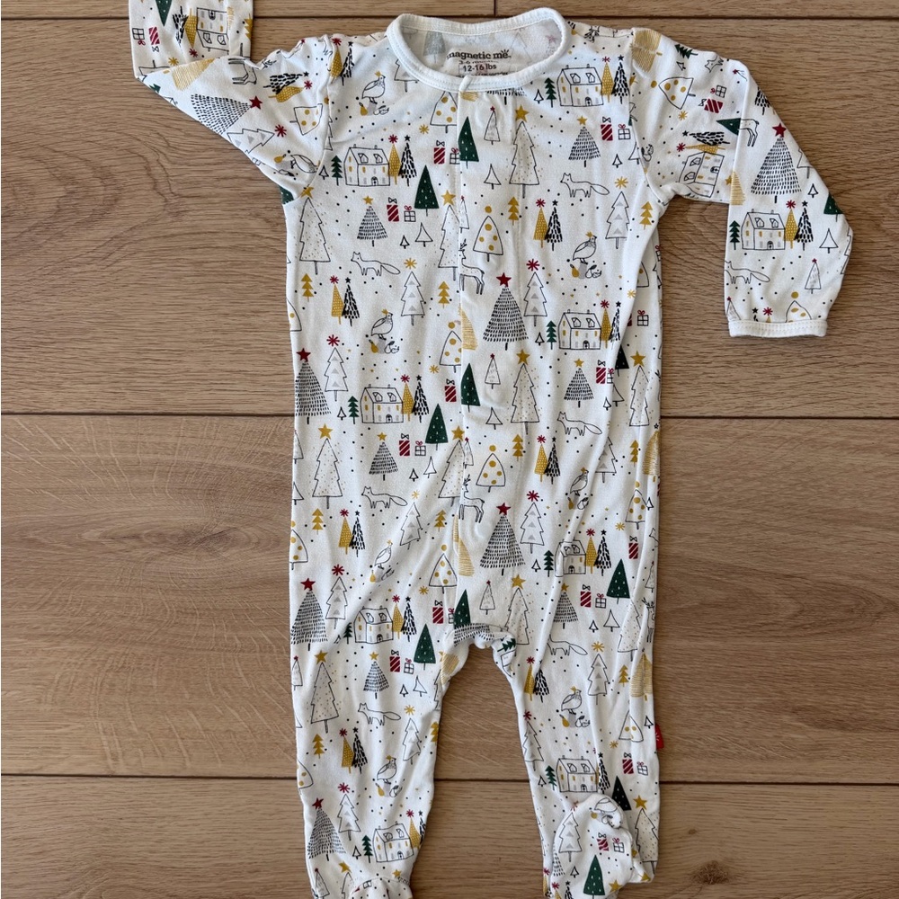Magnetic Me Festive Silent Night Modal Magnetic Footie, Size 3-6m
